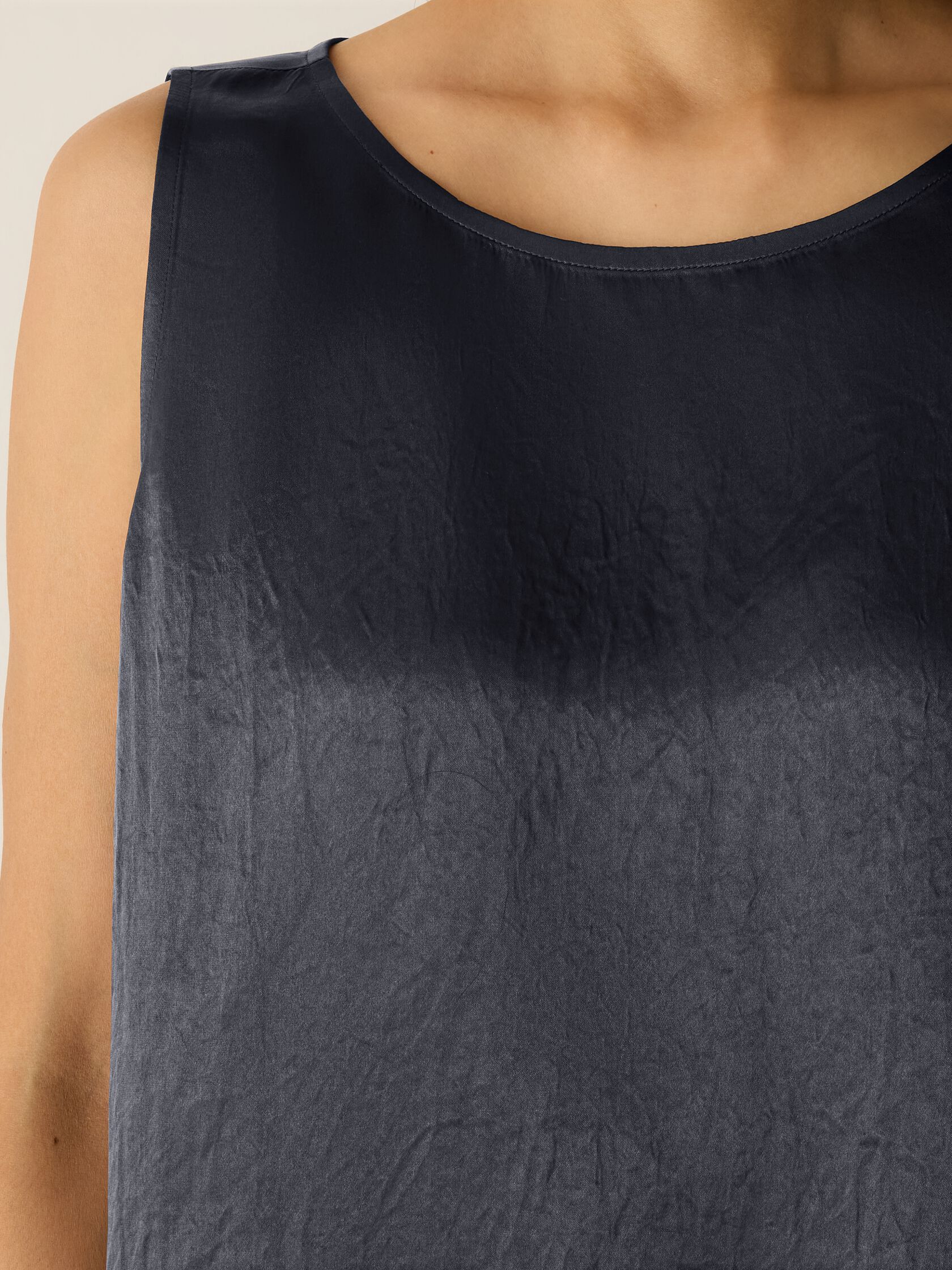 Textured Satin Ballet Neck Tank