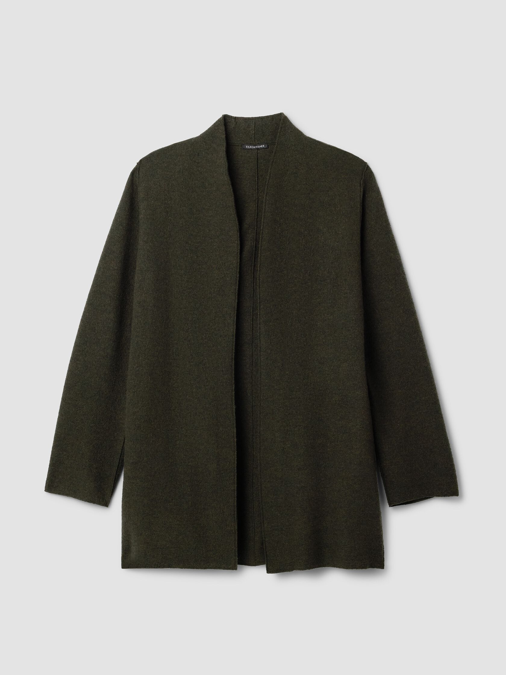 Lightweight Boiled Wool High Collar Jacket in Regenerative Wool