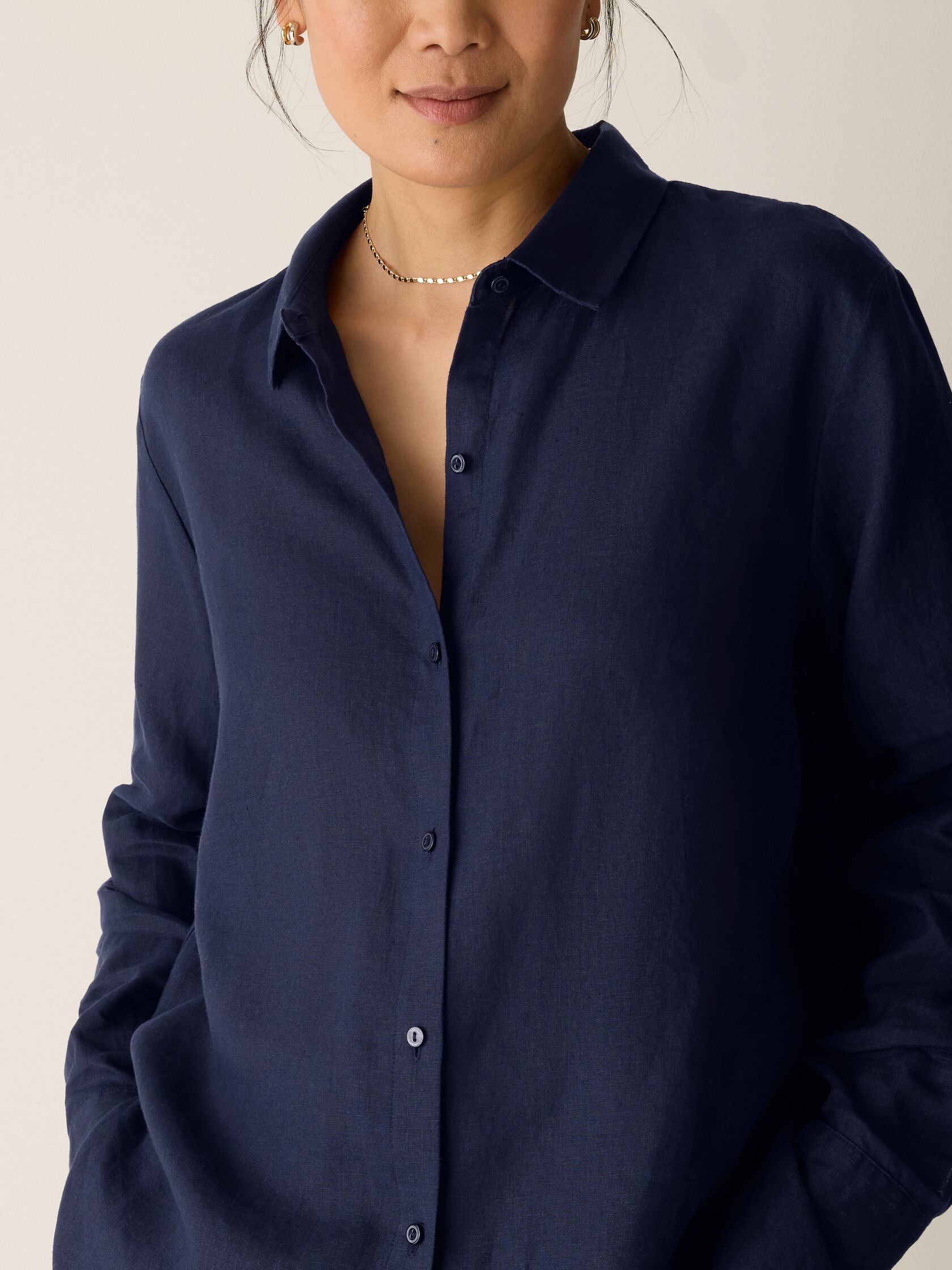 Organic Handkerchief Linen Classic Collar Shirt