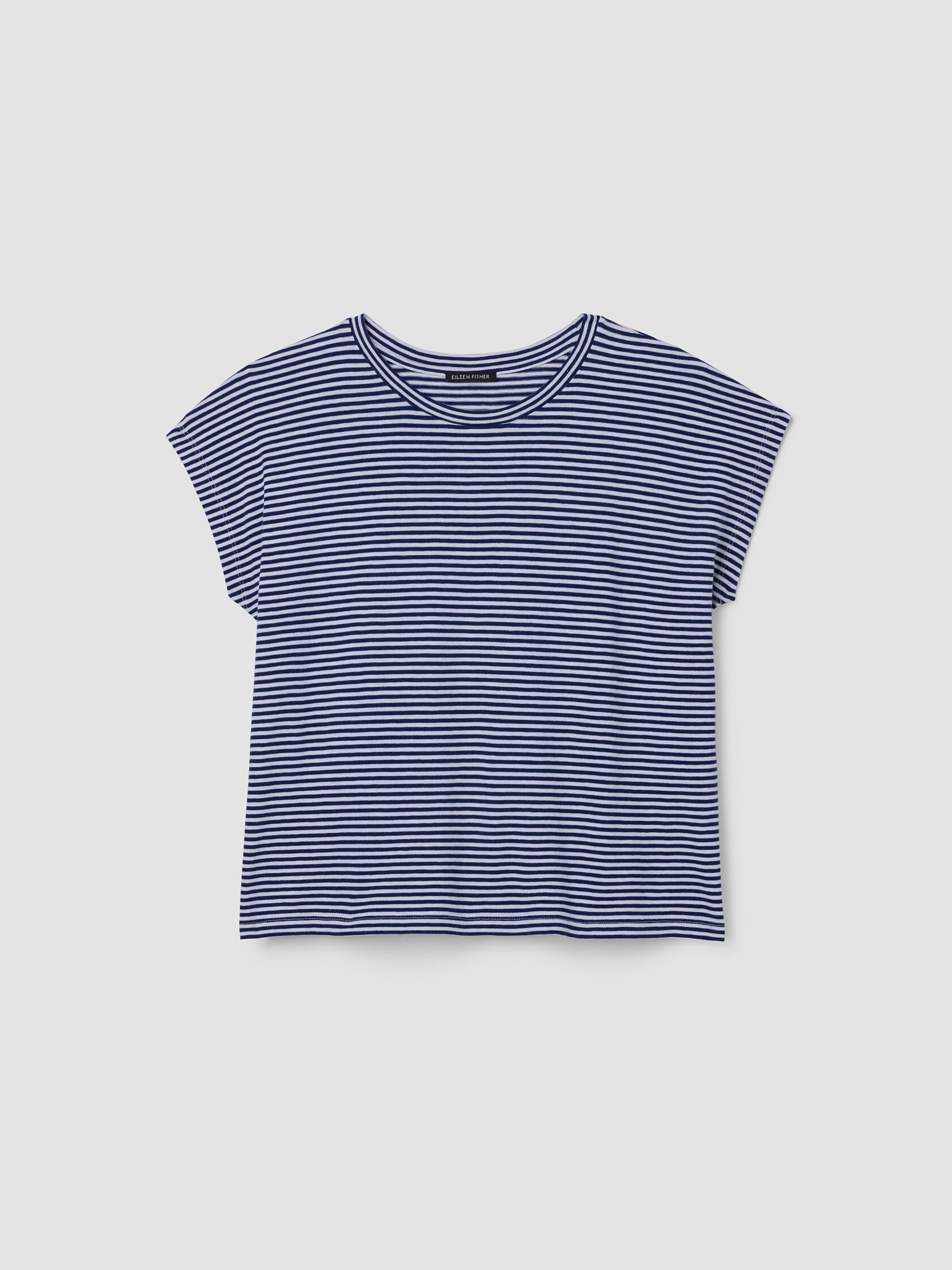 Striped Organic Cotton Slub Crew Neck Tee