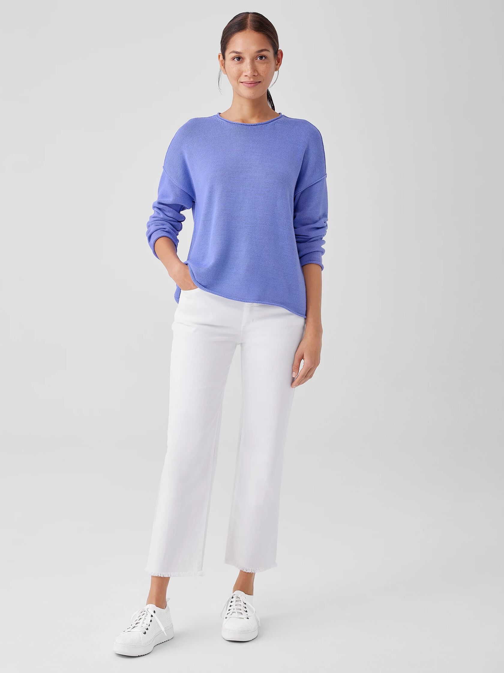 Peruvian Cotton Blend Crew Neck Top