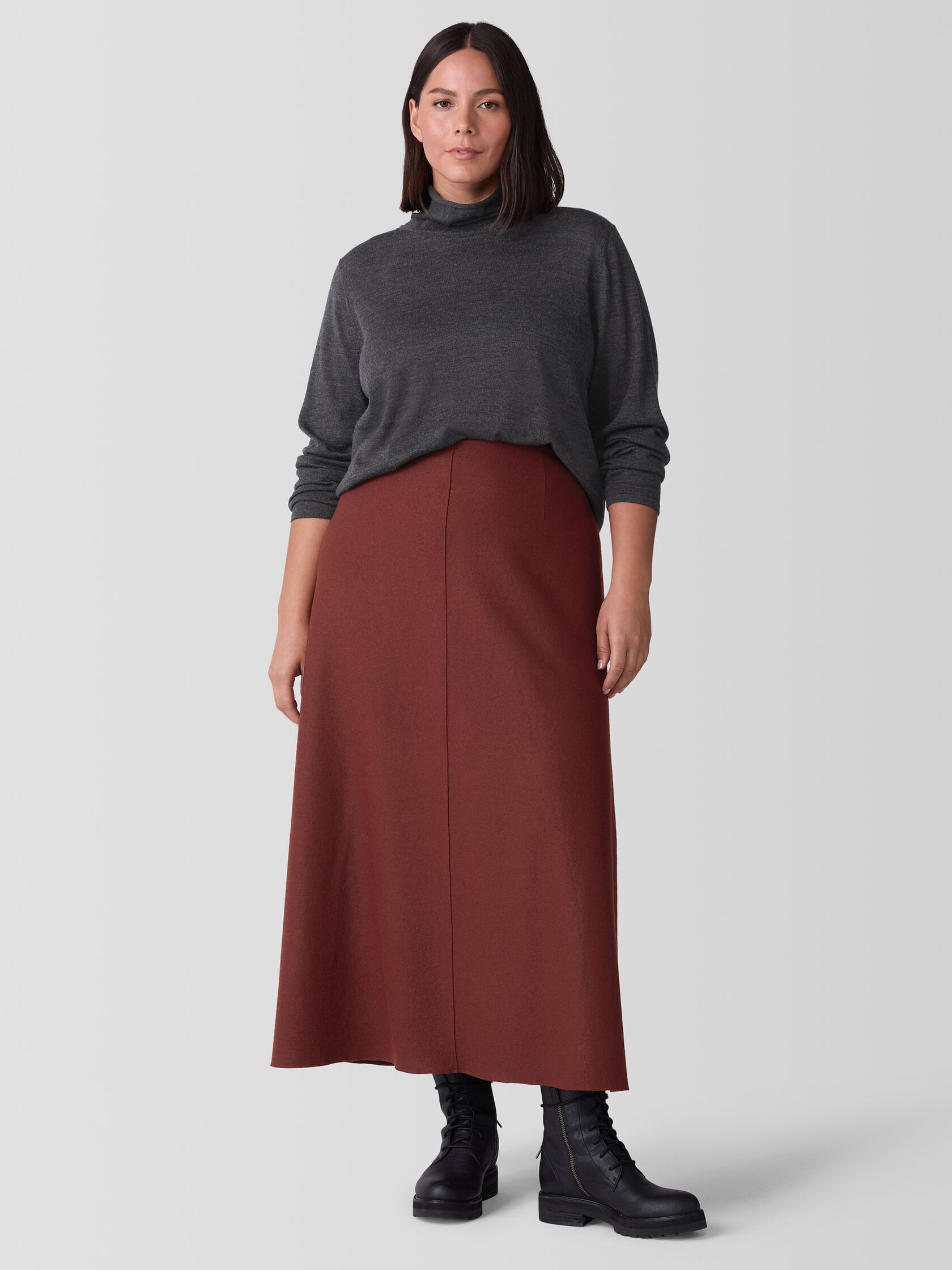 Felted Wool Jersey A-Line Skirt in Regenerative Wool