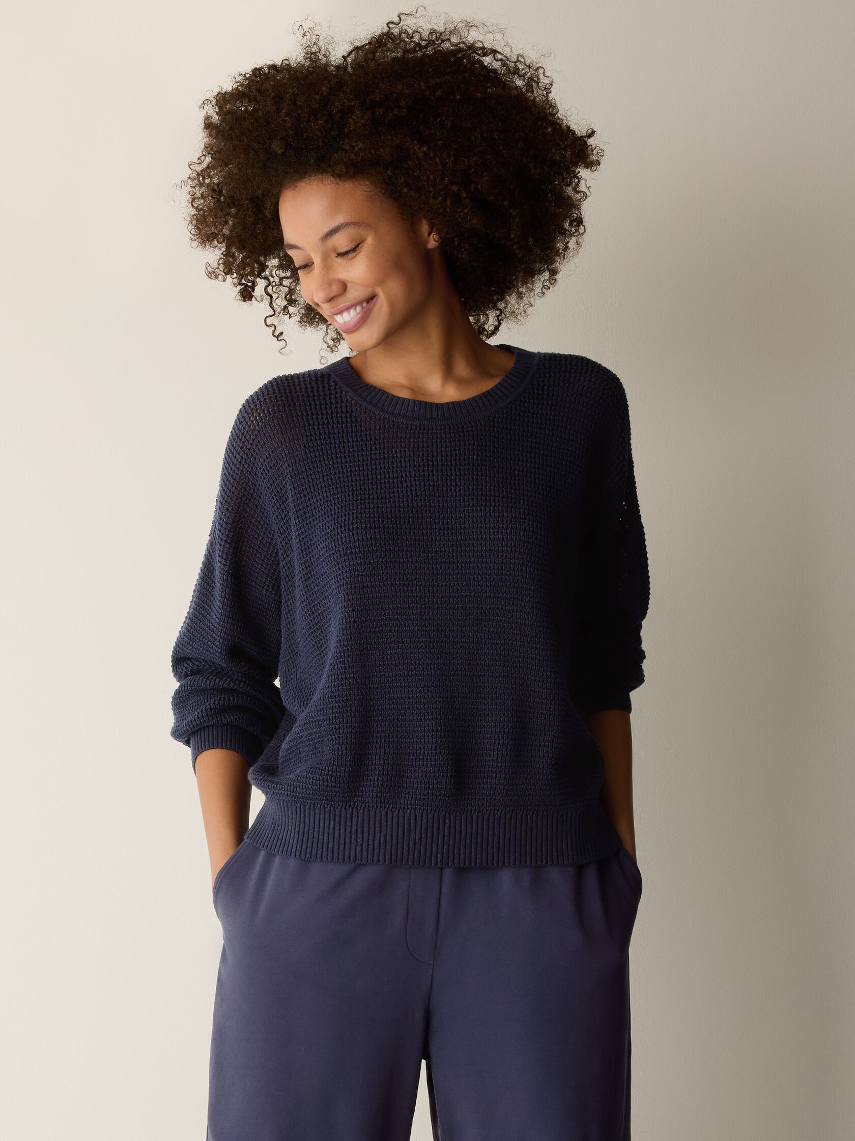 Peruvian Cotton Blend Crew Neck Top