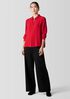 Silk Georgette Crepe Classic Collar Shirt