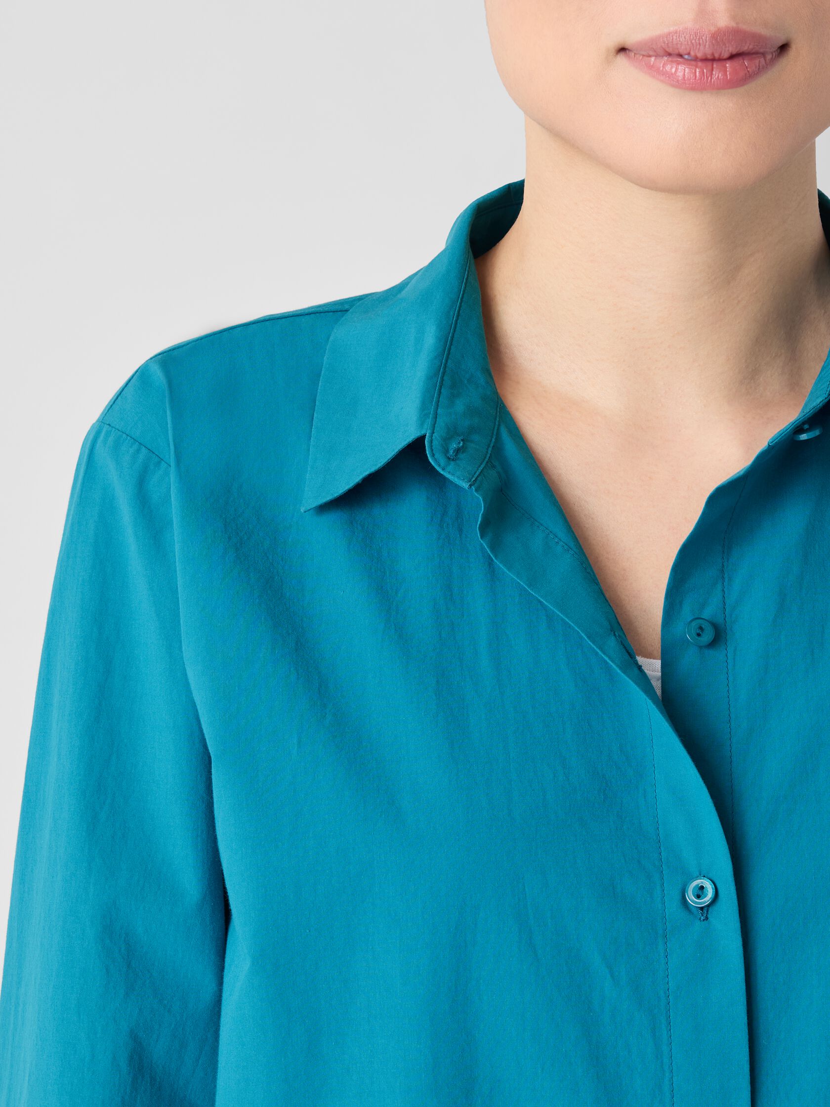 Washed Organic Cotton Poplin Classic Collar Shirt
