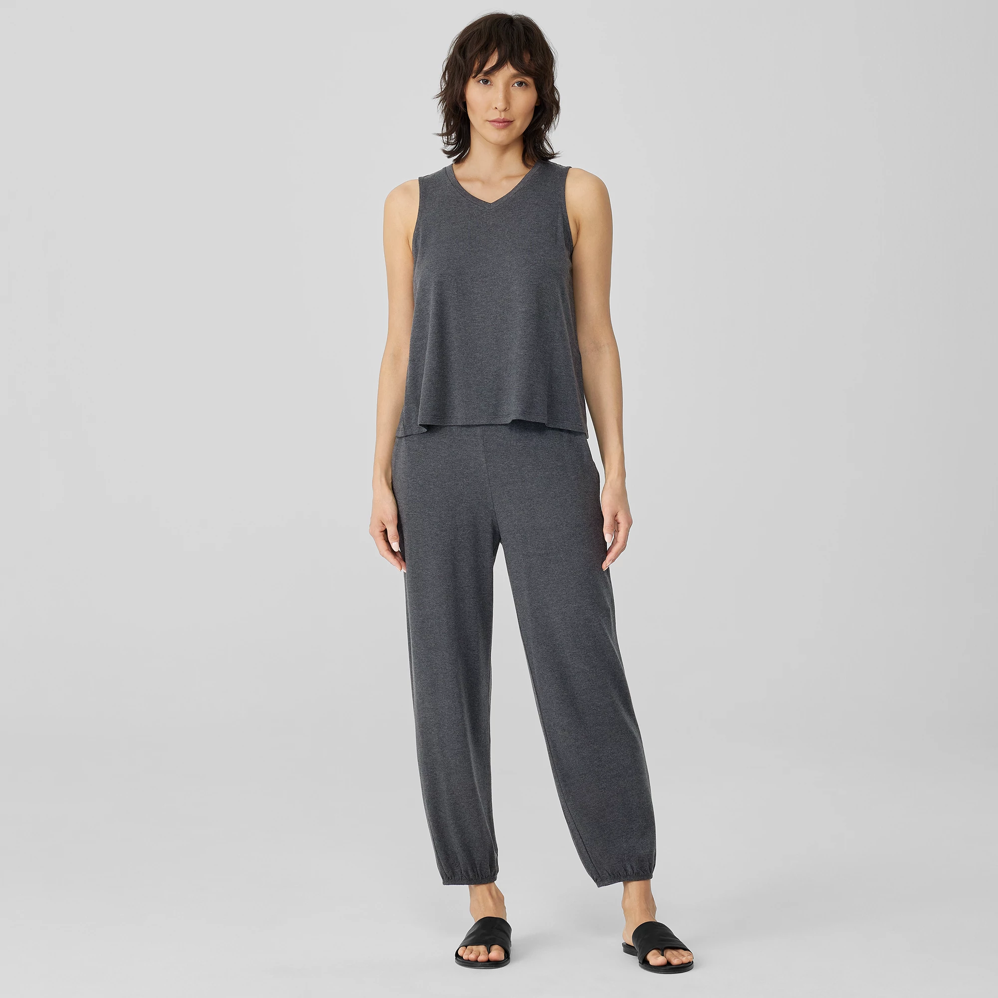 1X NWT EILEEN FISHER MIDNIGHT WASHABLE STRETCH CREPE LANTERN ANKLE PANTS 