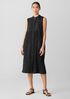 Crinkle Silk Habutai Band Collar Dress