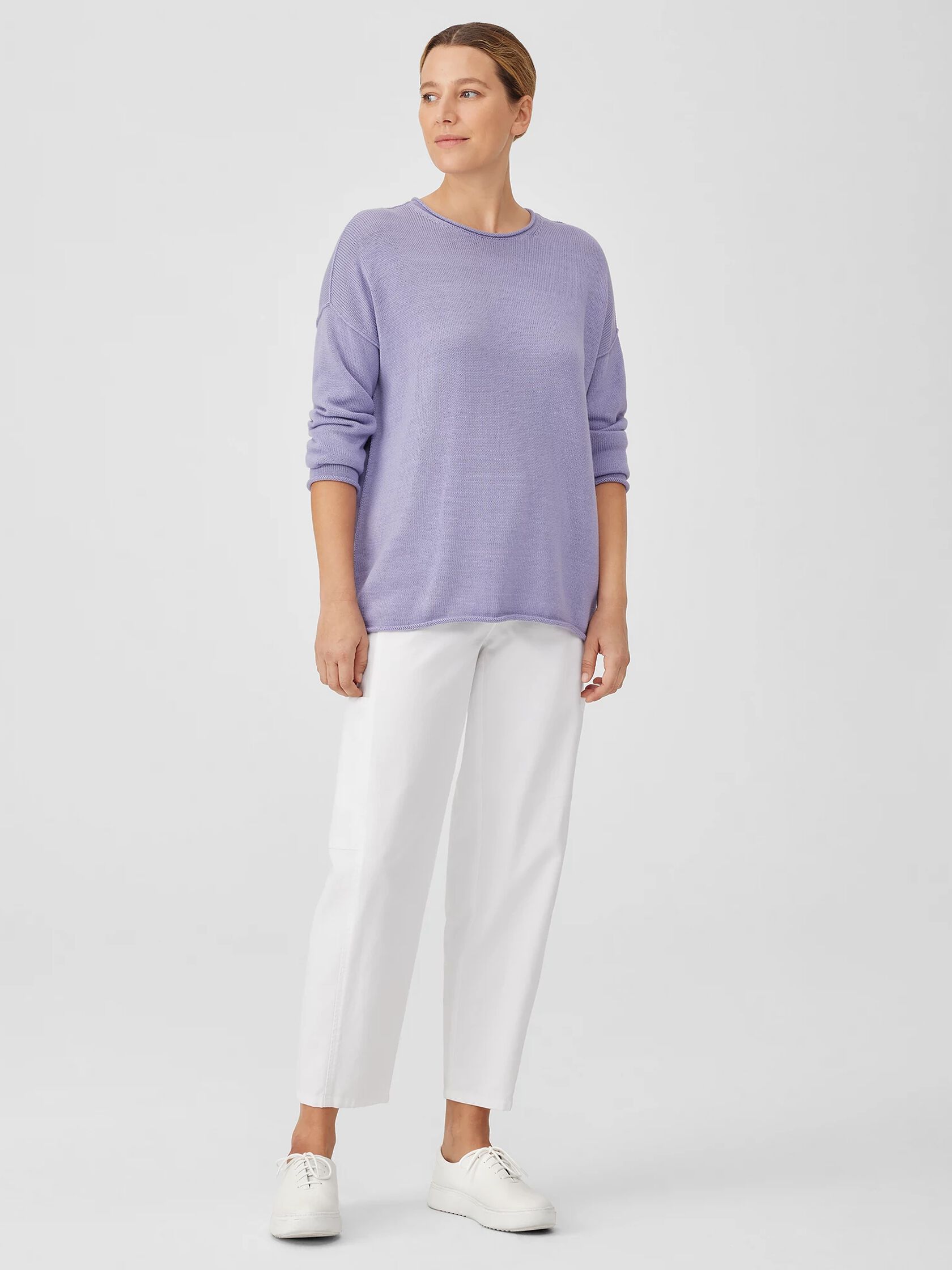 Peruvian Cotton Blend Crew Neck Top