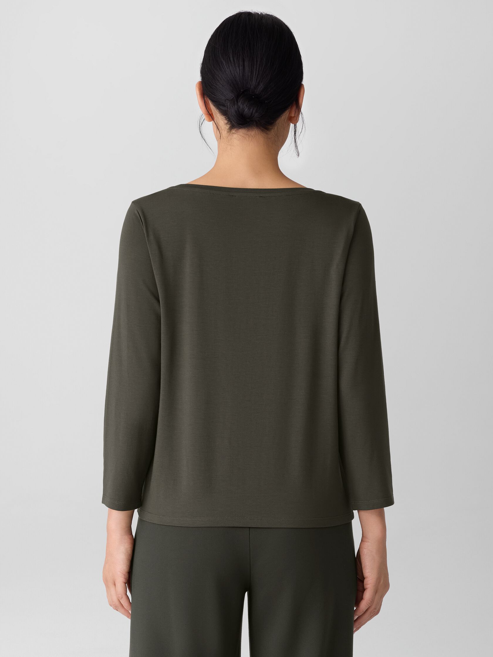 Stretch Jersey Knit Scoop Neck Top
