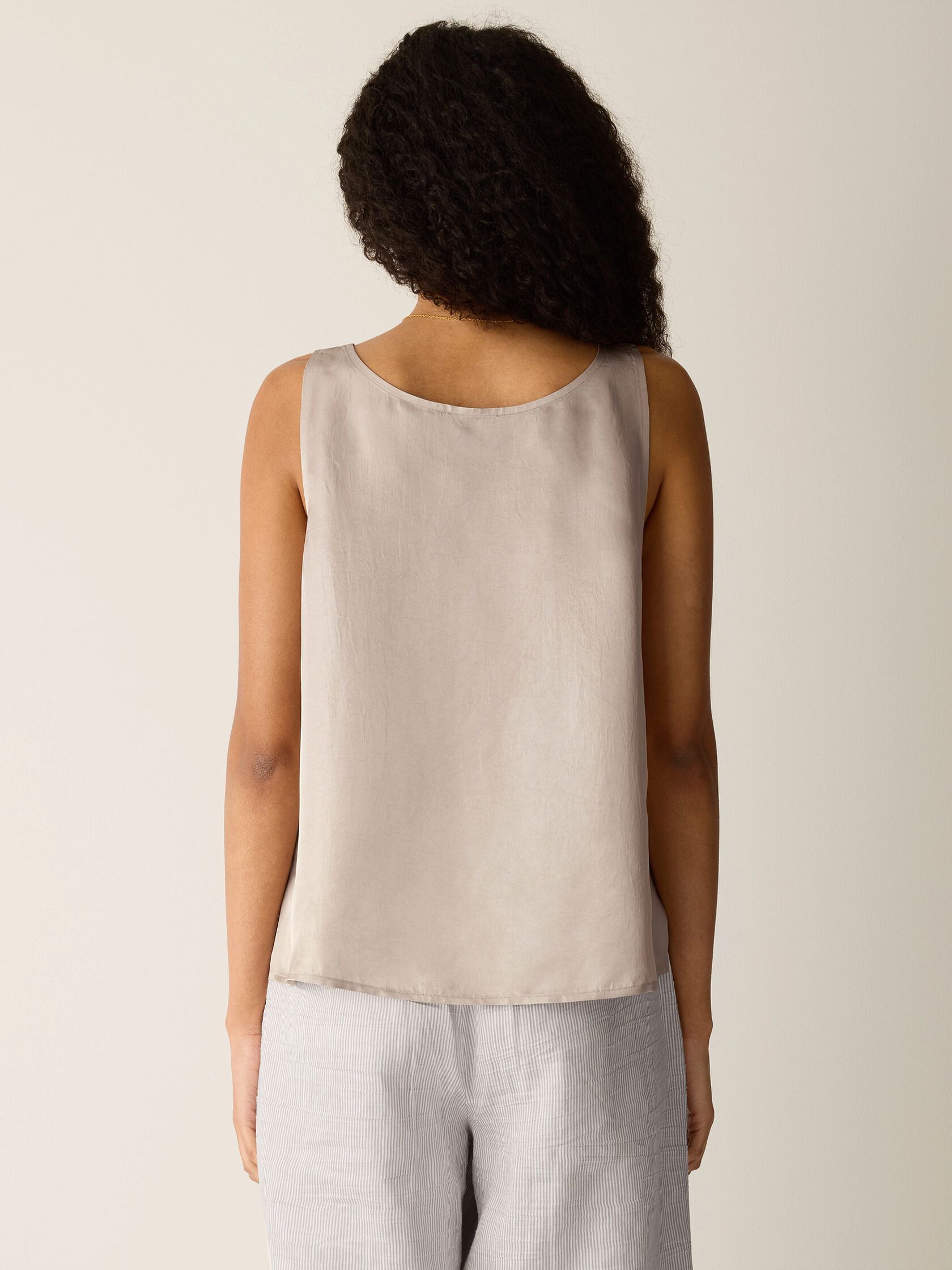 Lightweight Satin Shimmer Scoop Neck Tank