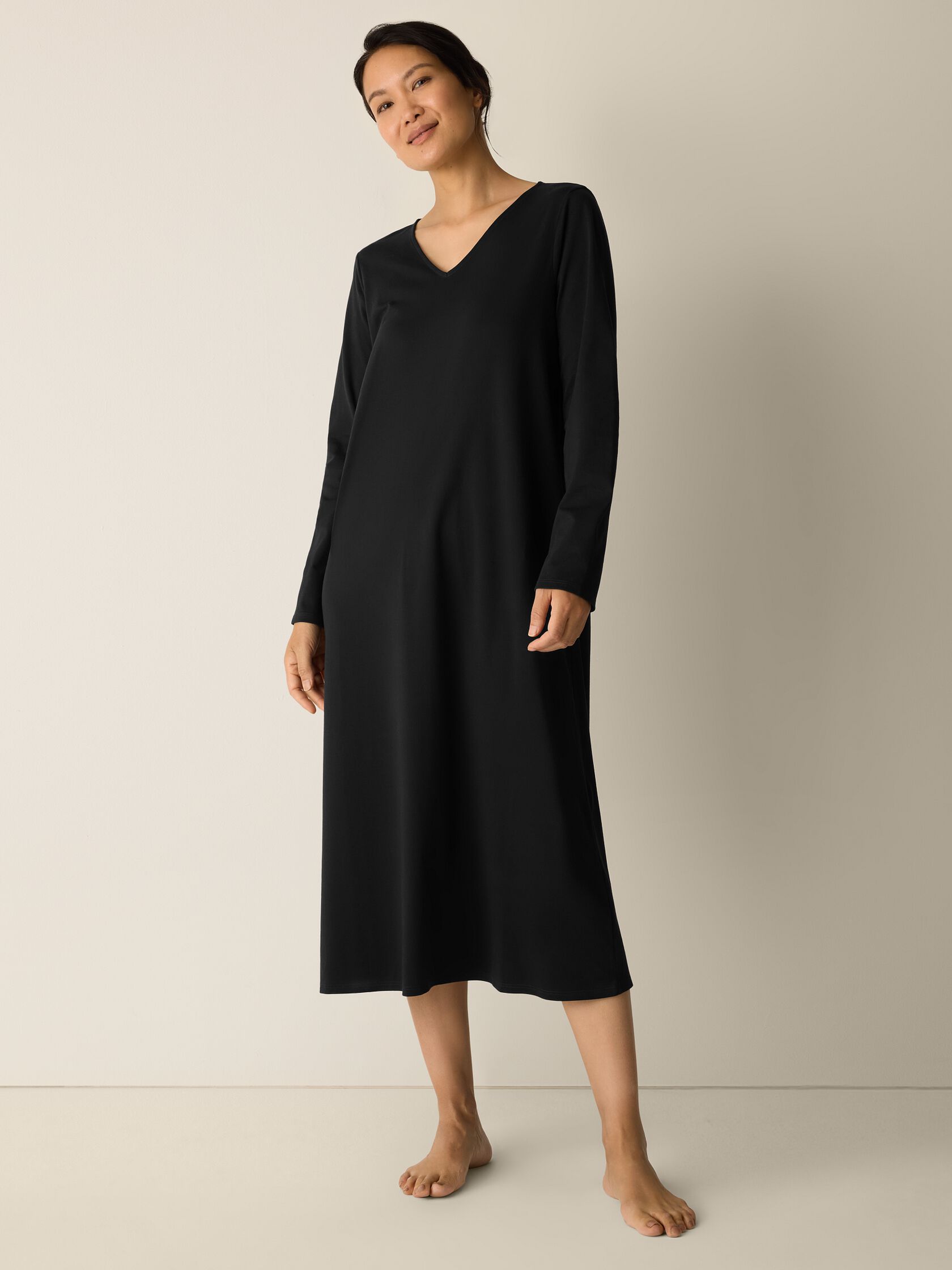 Organic Cotton Interlock V-Neck Sleep Dress