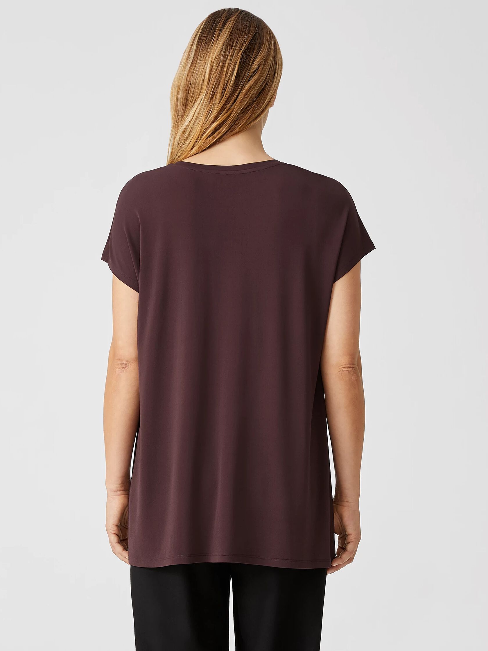 Stretch Silk Jersey Crew Neck Top