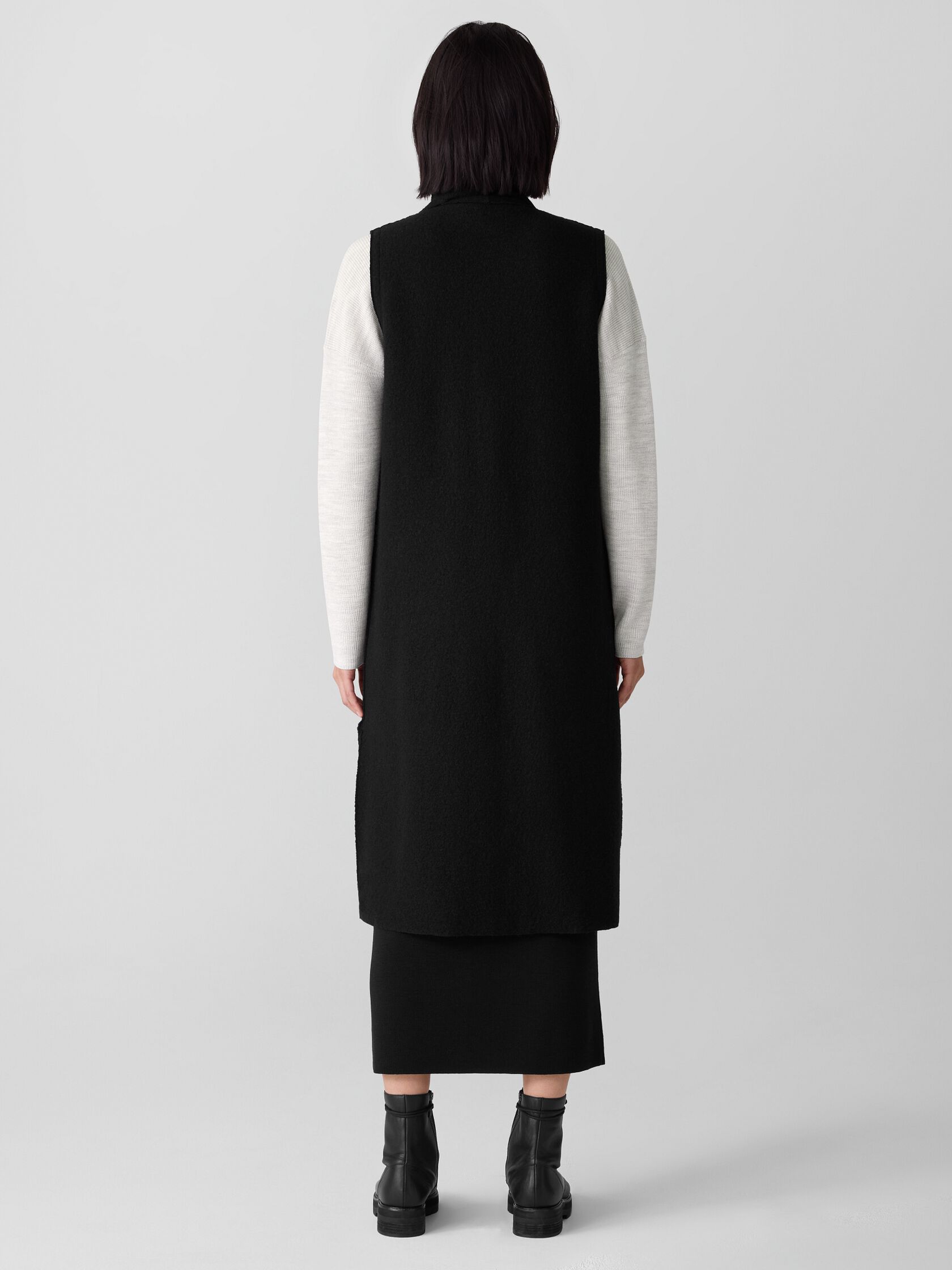 Lightweight Boiled Wool Shawl Collar Vest in Regenerative Wool
