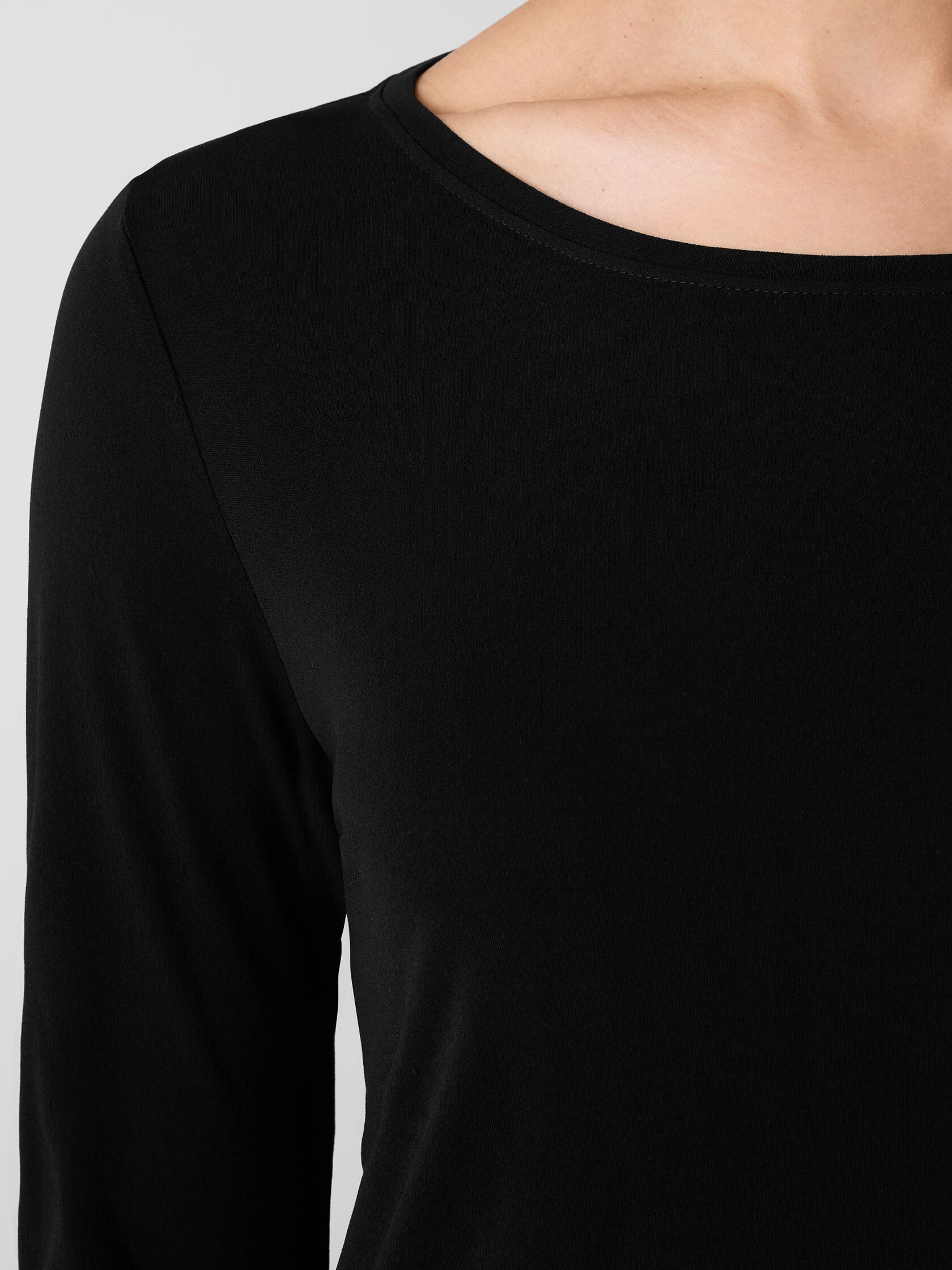 Stretch Silk Jersey Scoop Neck Top