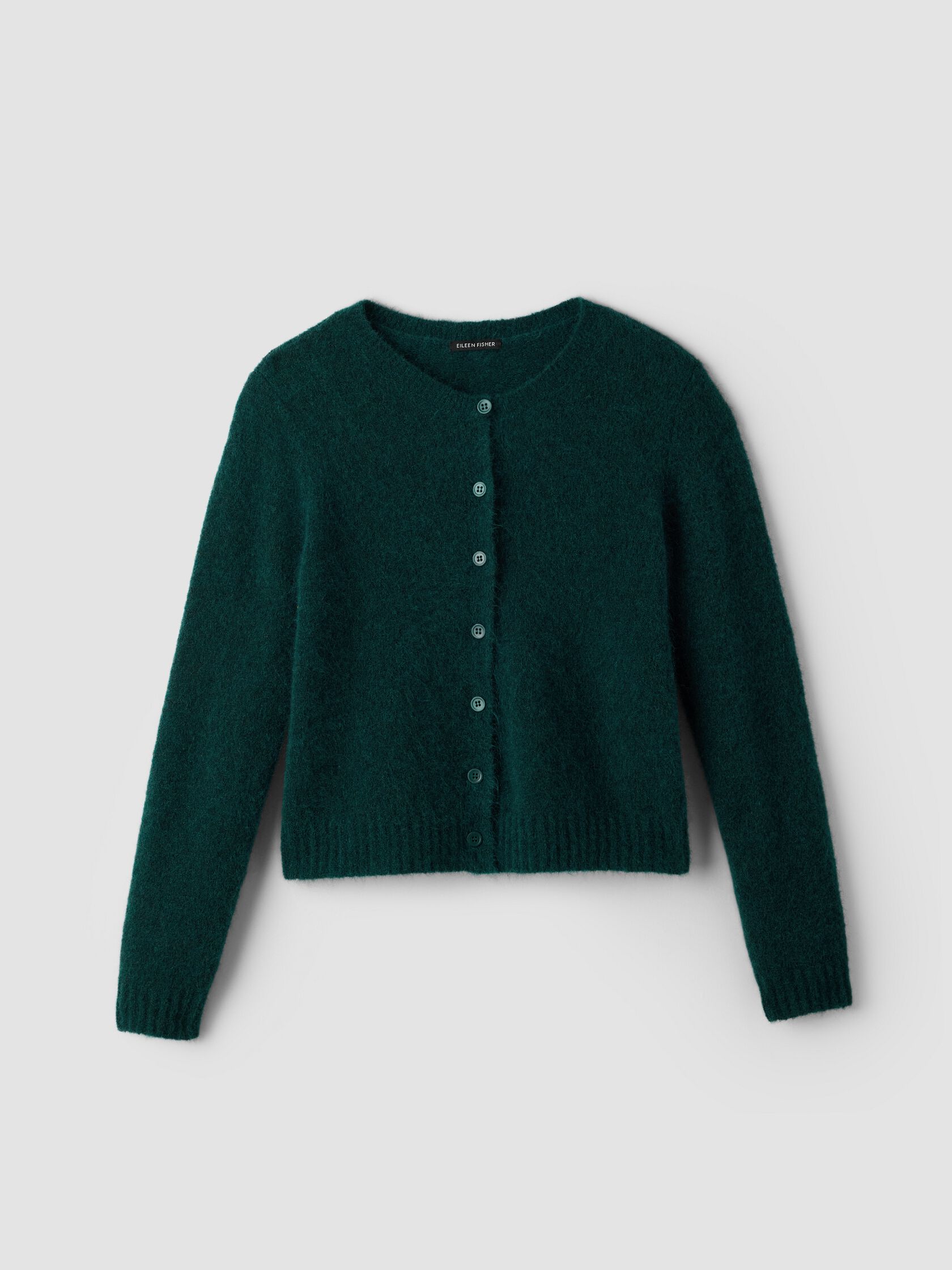 Mohair Plush M&eacute;lange Crew Neck Cardigan