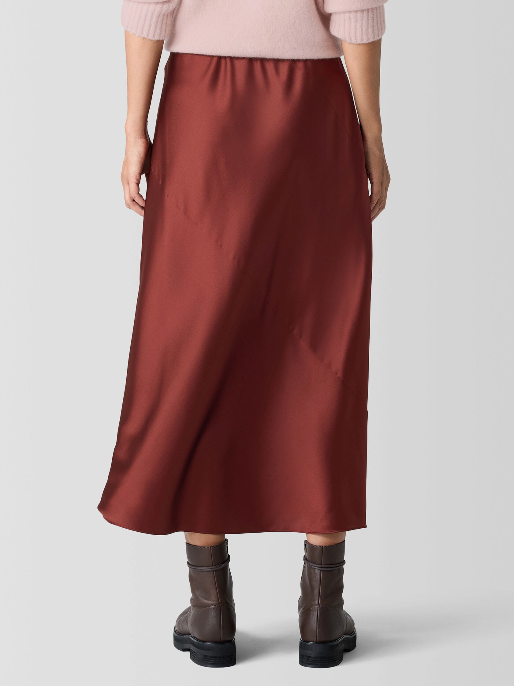 Stretch Silk Charmeuse Bias Skirt