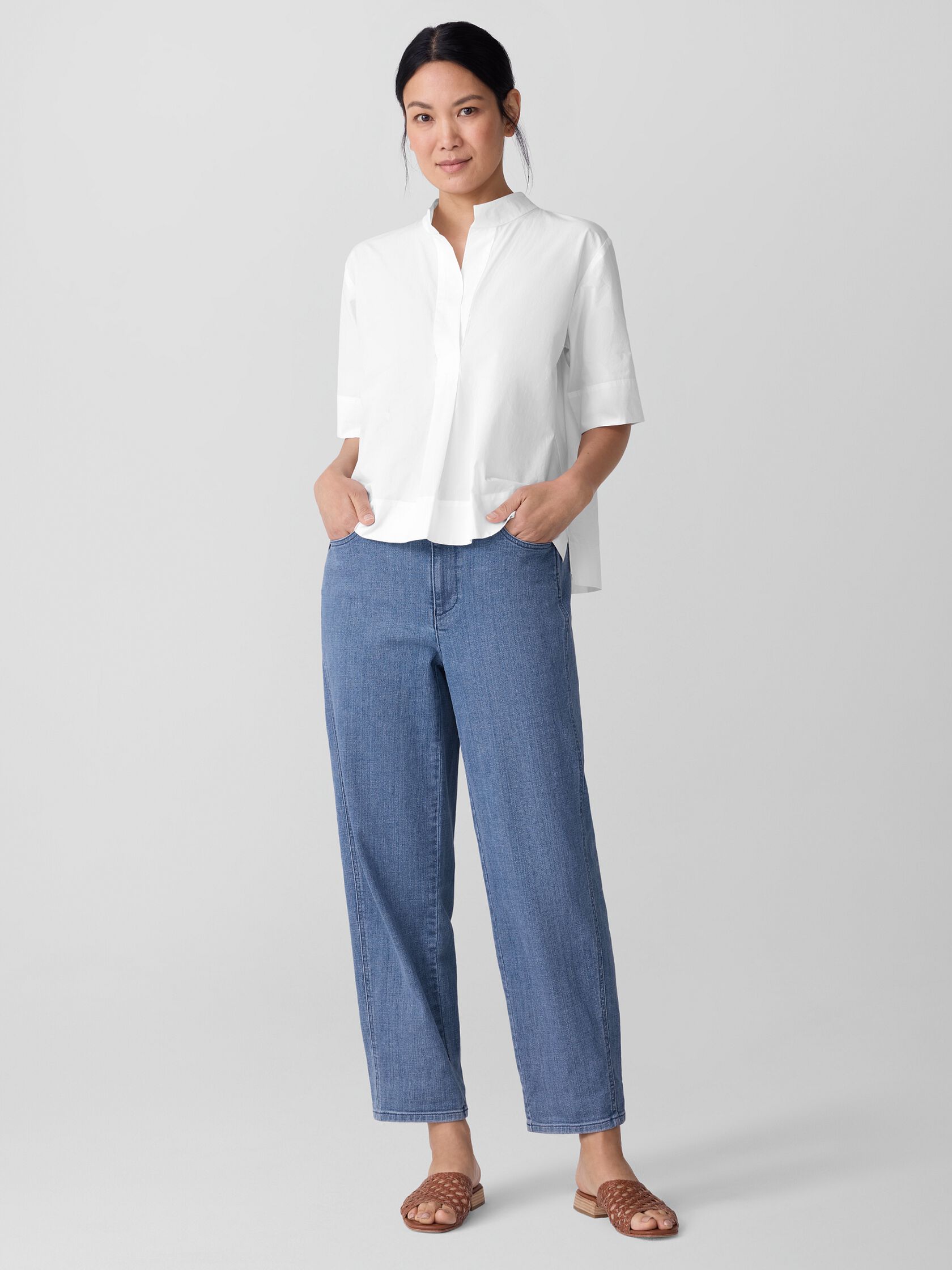 Cotton Stretch Denim Lantern Jean