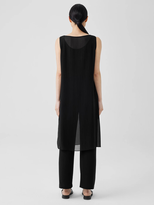 Sheer Silk Georgette Bateau Neck Top