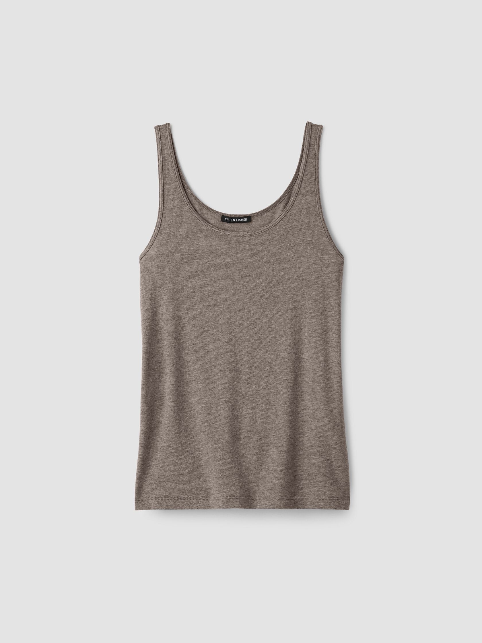 M&eacute;lange Sheer Cotton Blend Knit Scoop Neck Tank