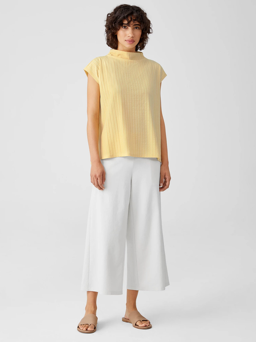 Washable StretchRib Funnel Neck Square Top