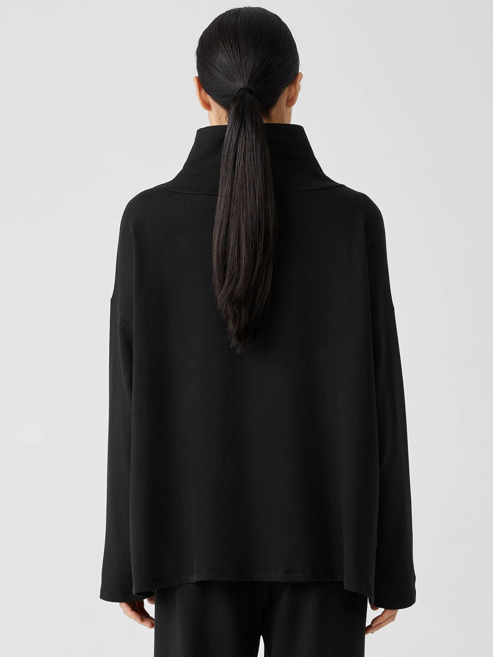 Cozy Brushed Terry Funnel Neck Box-Top