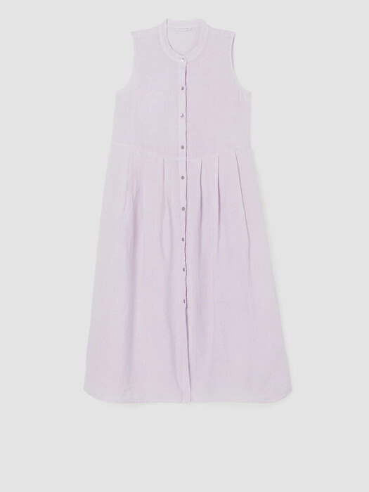 Garment-Dyed Organic Handkerchief Linen Pleated Dress