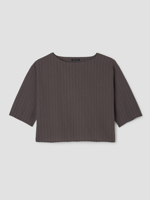 Cotton Blend Stripe Stitch Box-Top