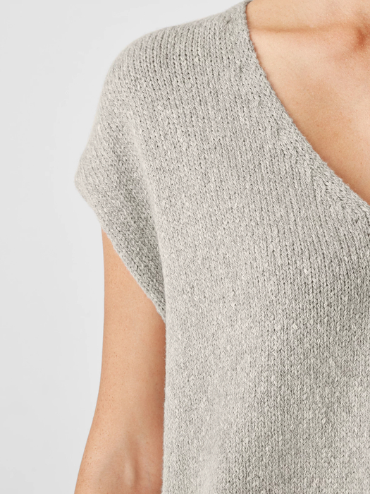 Baby Alpaca and Peruvian Cotton V-Neck Top