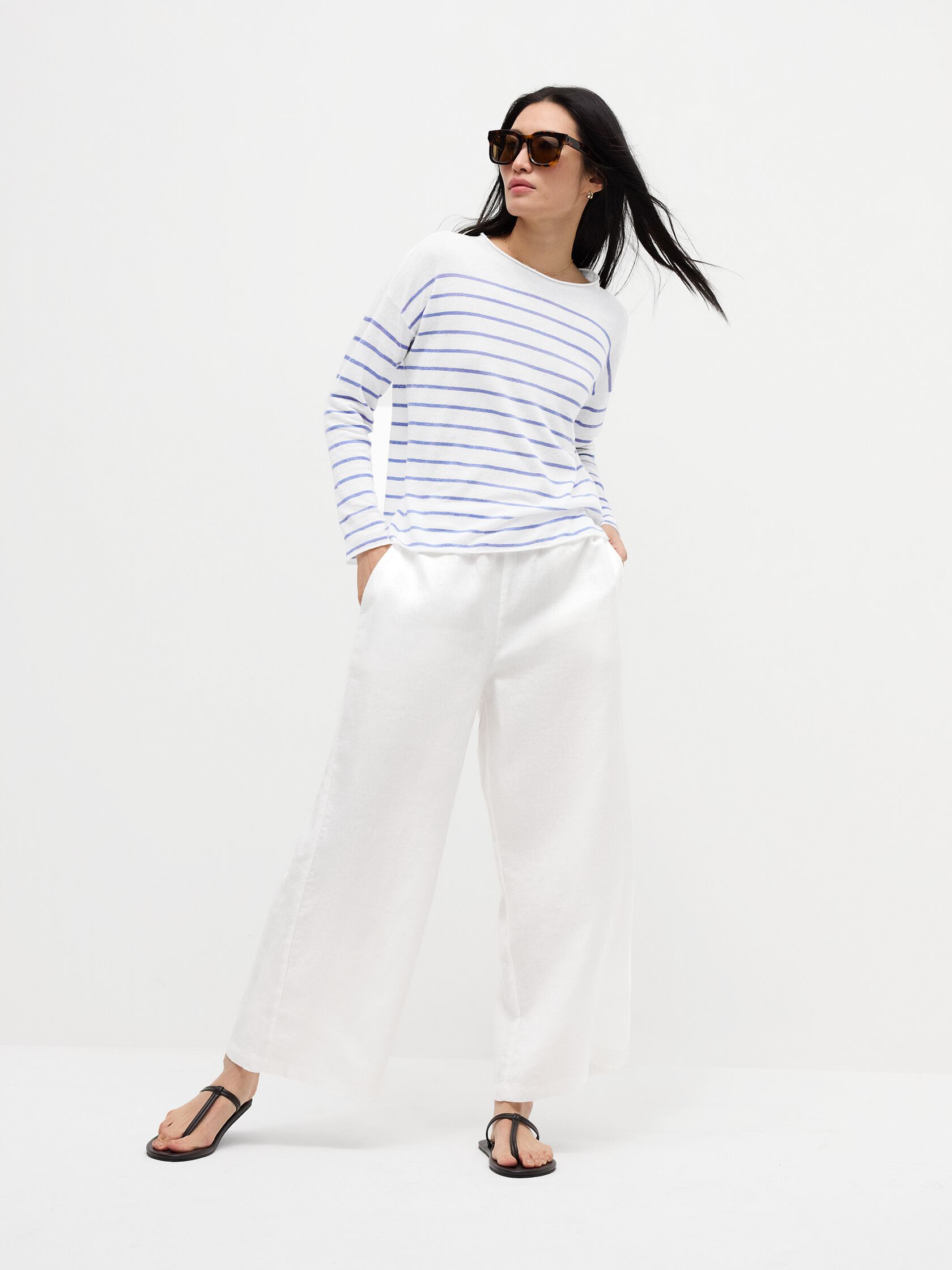 Organic Linen Cotton Jewel Neck Top