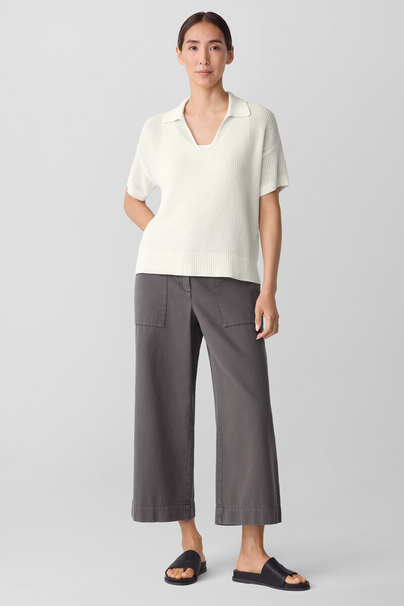 Cotton Silk Cord Split Neck Top Cotton Silk Cord Split Neck Top