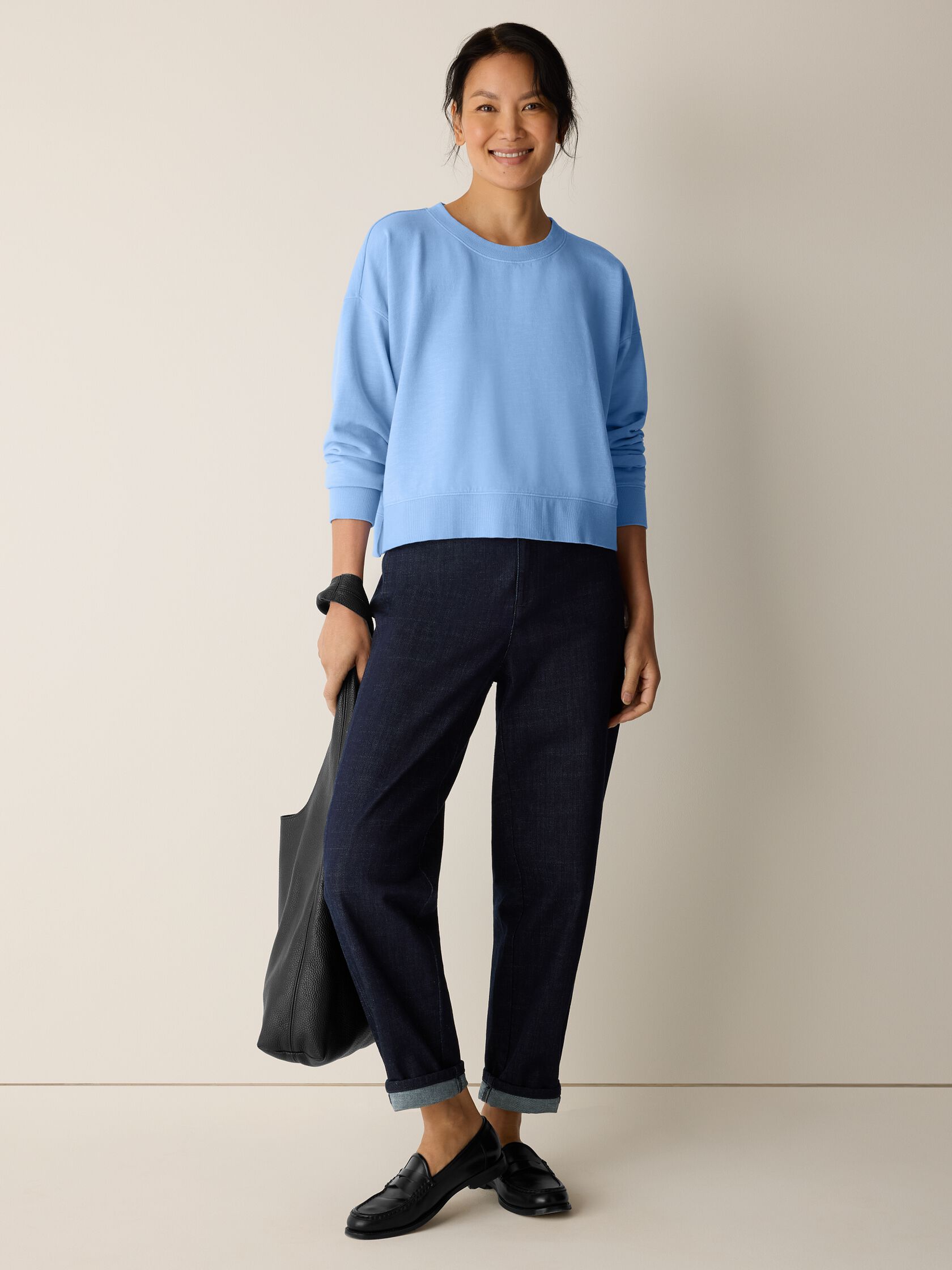 Garment-Dyed Organic Cotton Terry Cropped Box-Top