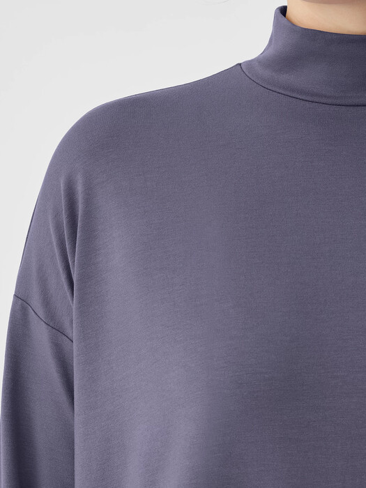 Stretch Jersey Knit Mock Neck Top