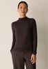 Sheer Cotton Blend Knit Funnel Neck Top