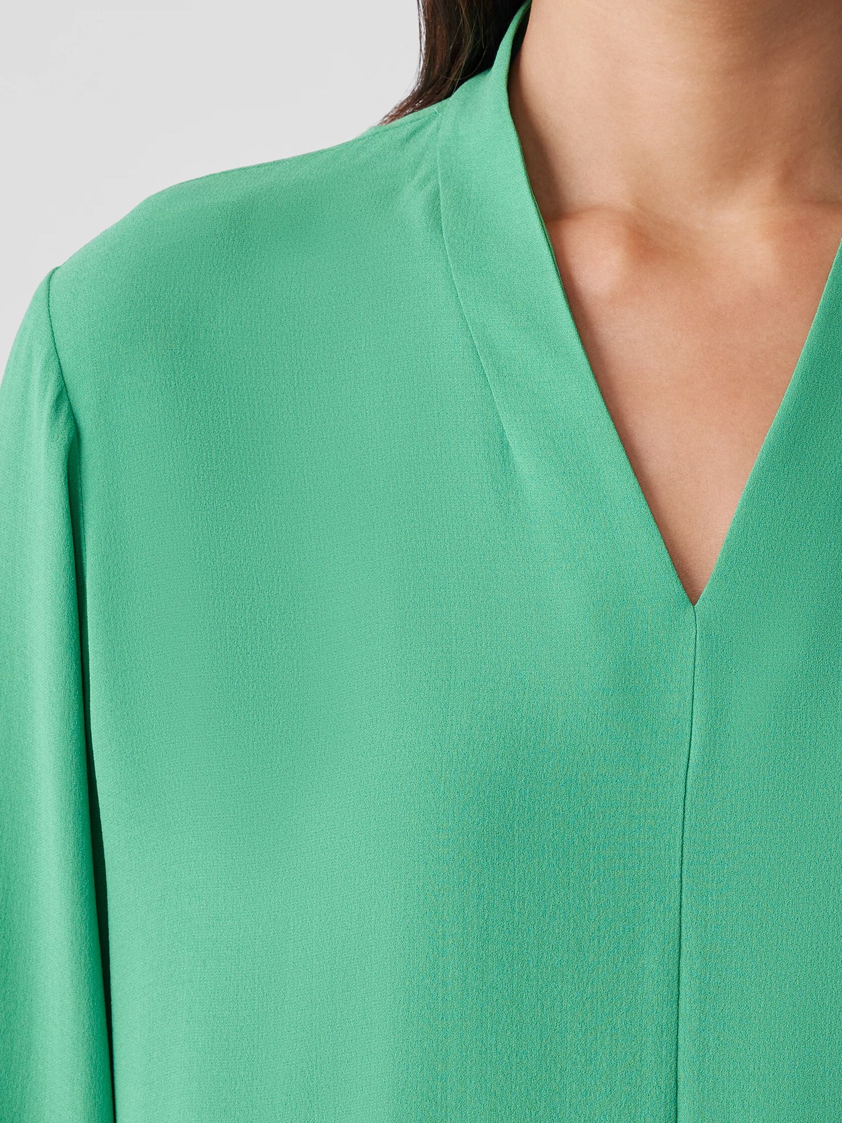 Silk Georgette Crepe V-Neck Top