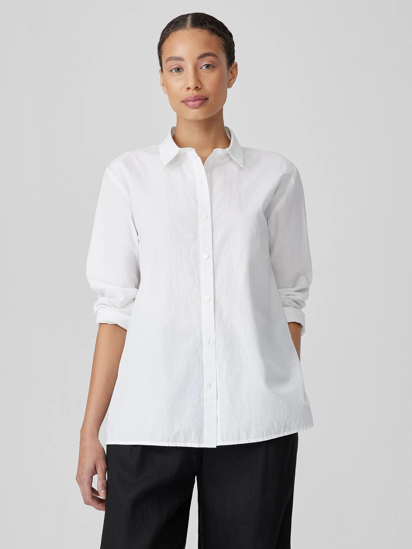 Washed Organic Cotton Poplin Classic Collar Shirt