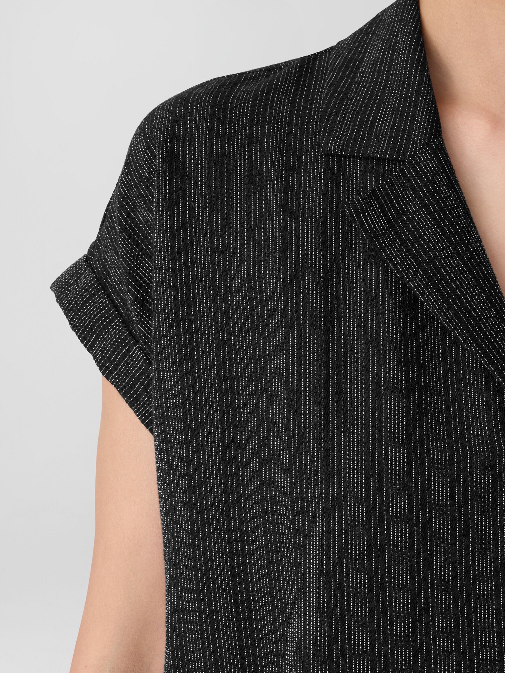 Cotton Blend Stripe Stitch Shirtdress