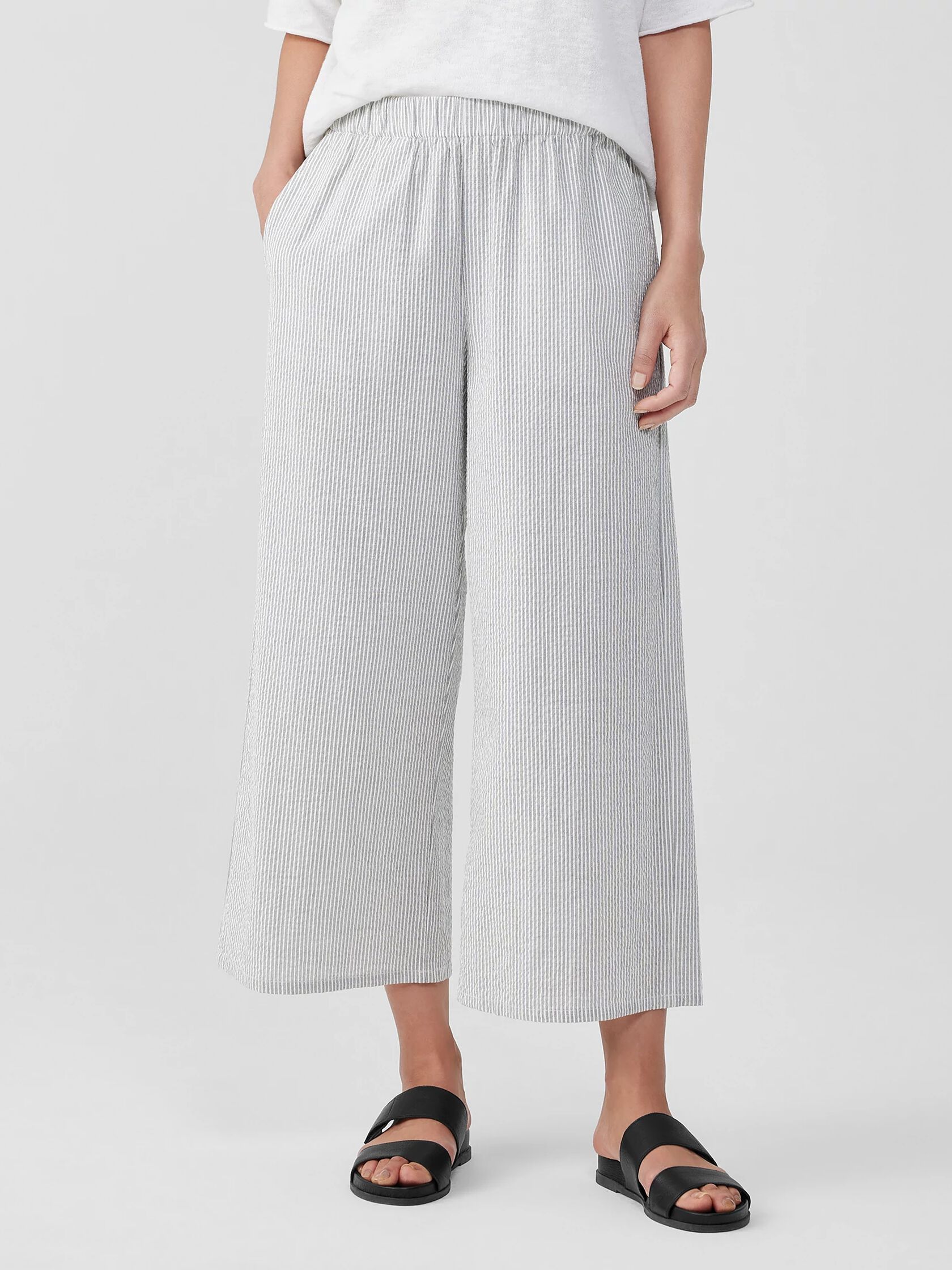 Organic Cotton Ripple Wide-Leg Pant