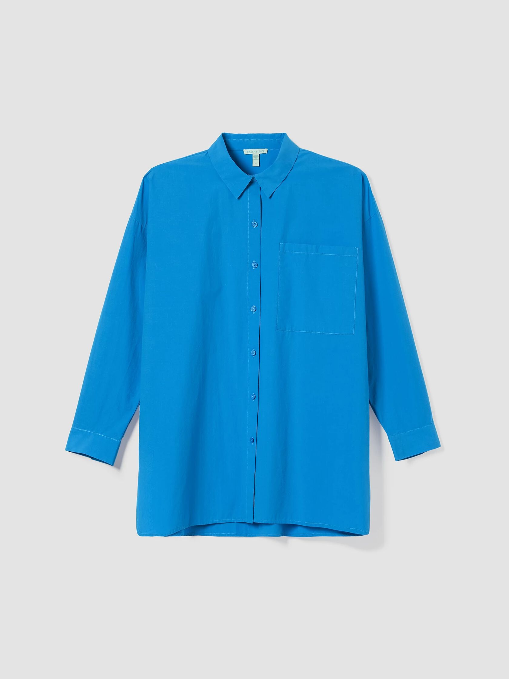 Washed Organic Cotton Poplin Classic Collar Long Shirt