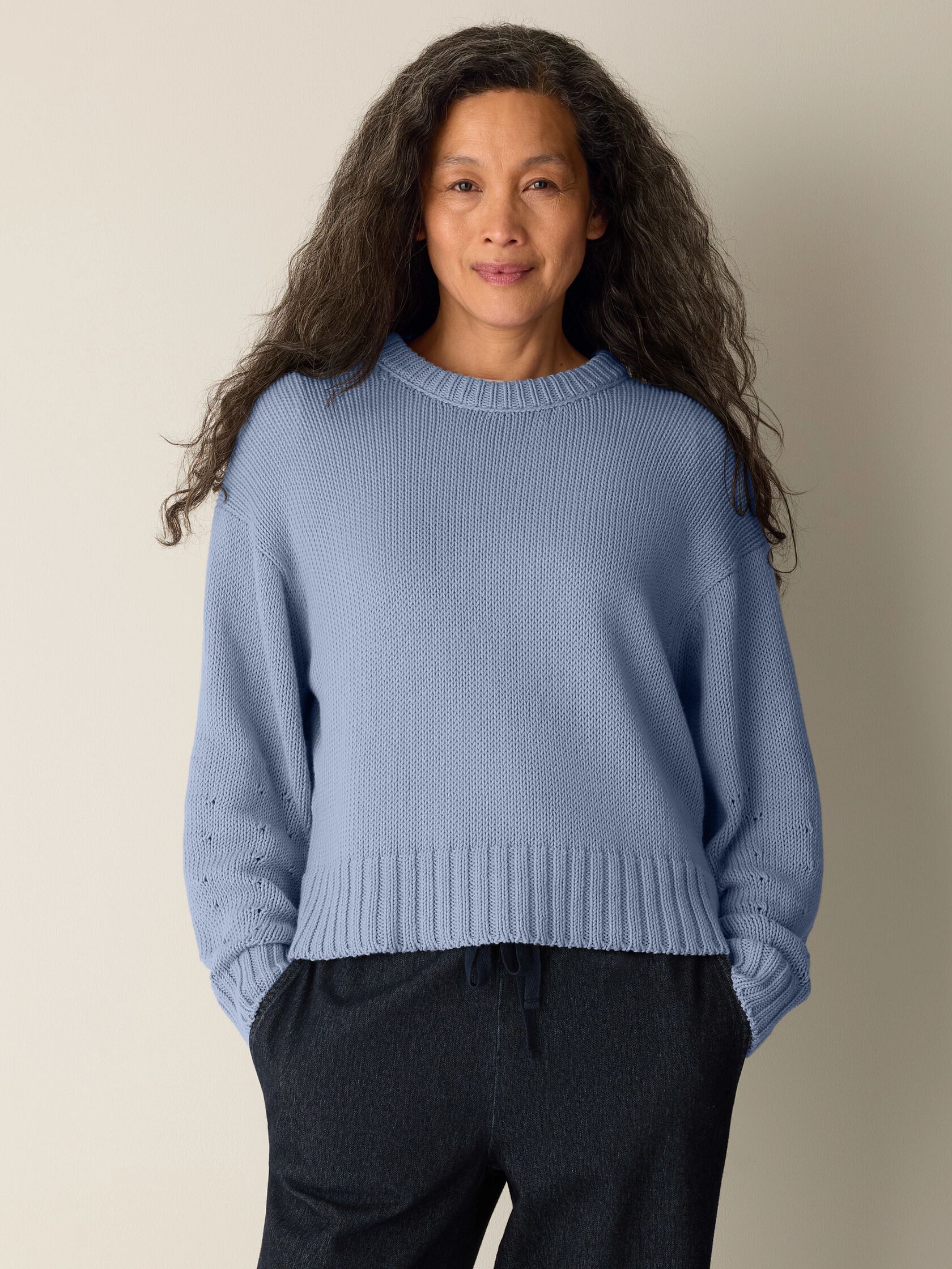Peruvian Organic Cotton Cord Jersey Crew Neck Top
