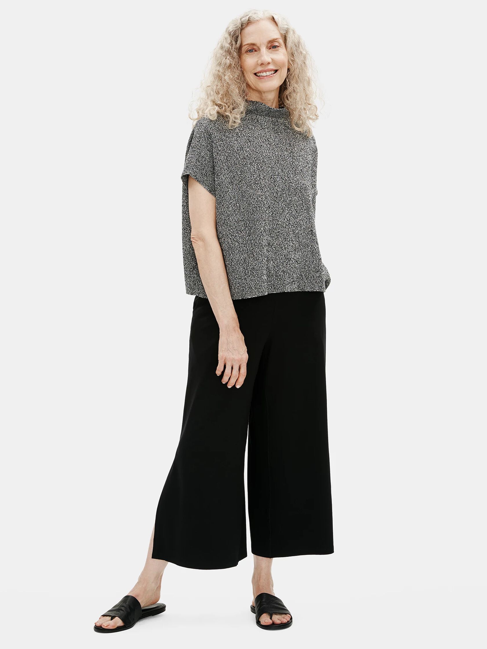 Organic Linen Cotton Funnel Neck Box-Top