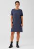 Washable Stretch Crepe Jewel Neck Dress