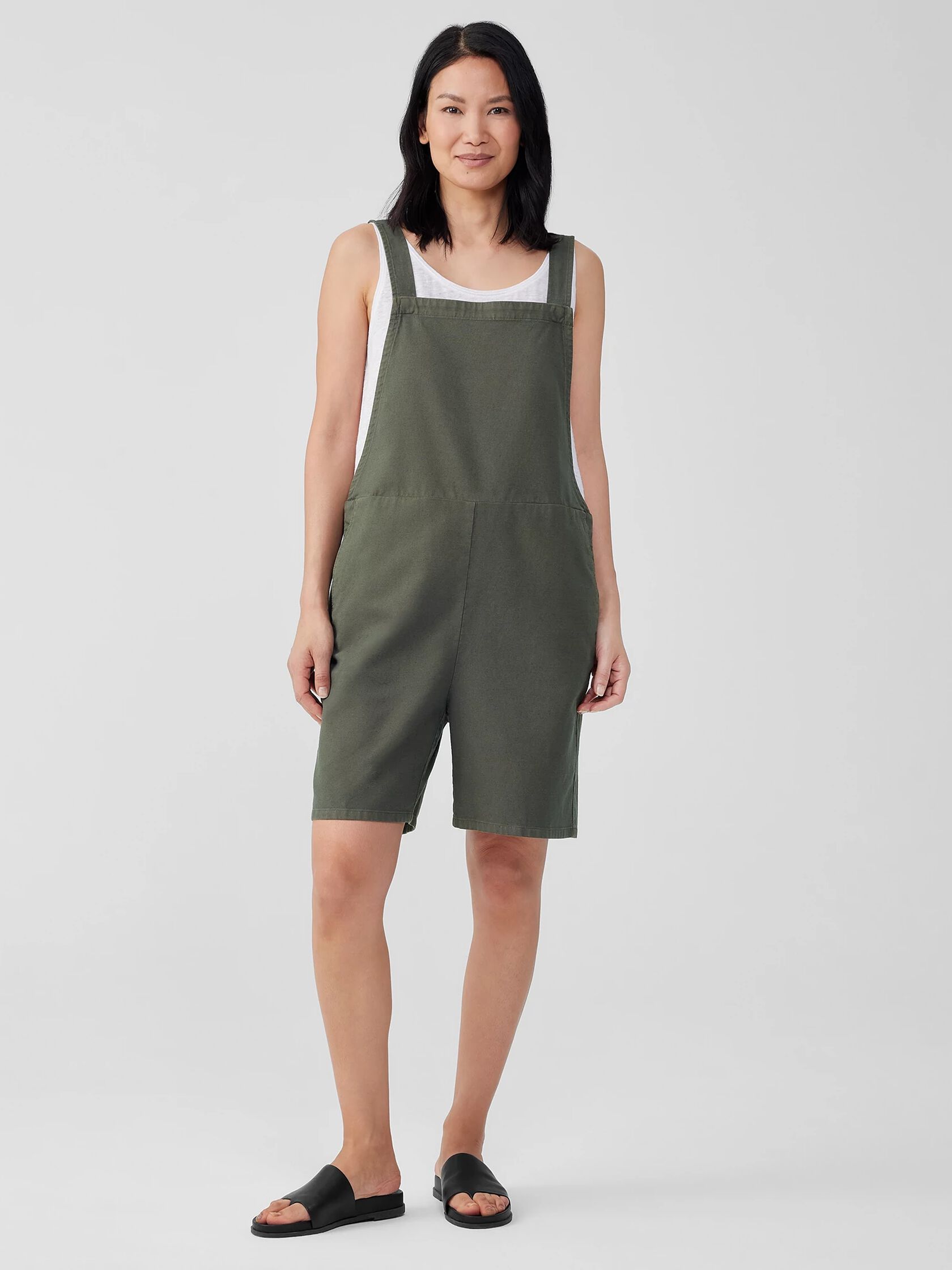 Cotton Hemp Stretch Short Overalls