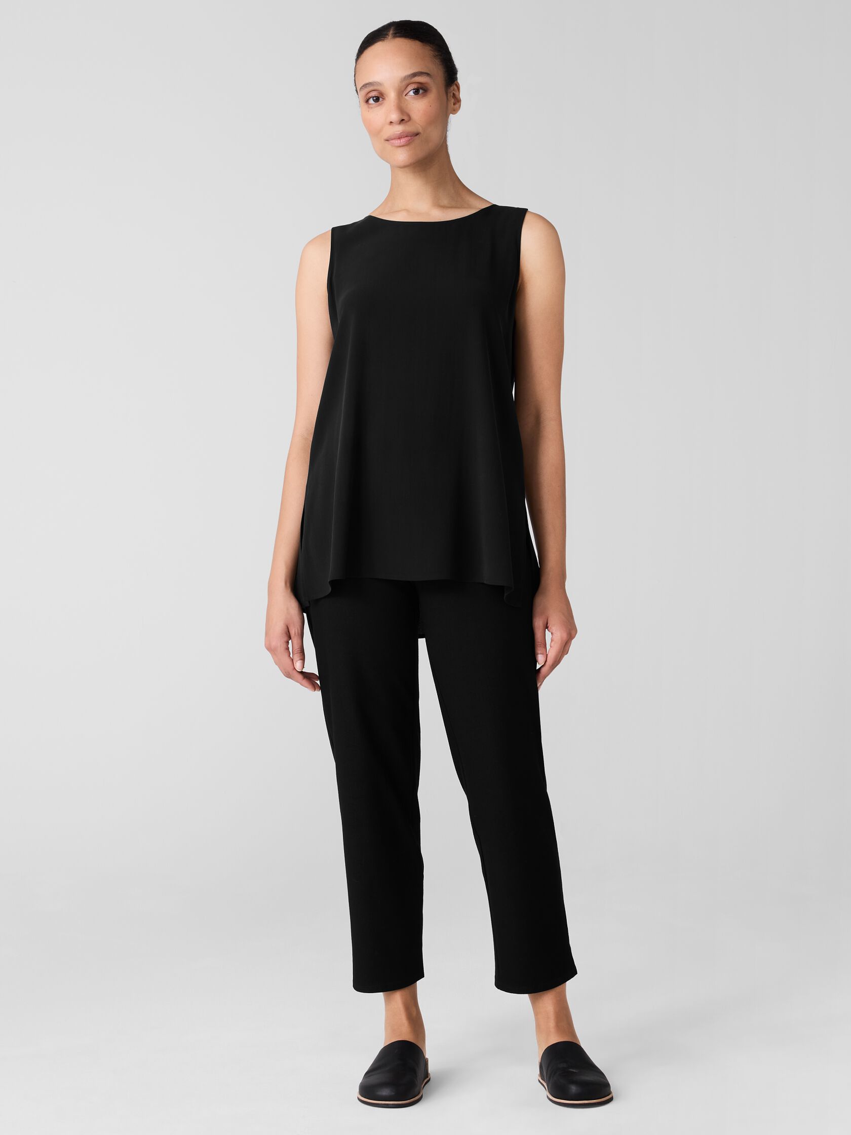Washable Stretch Crepe Straight Pant