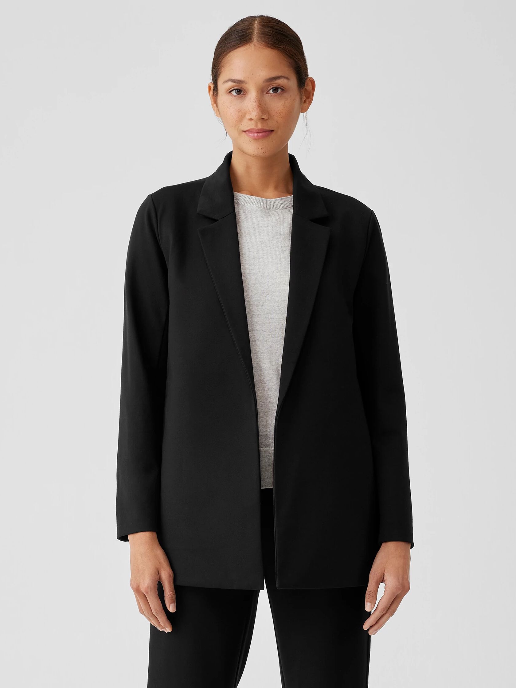 Washable Long EILEEN FISHER Collar Ponte Flex Blazer Notch |