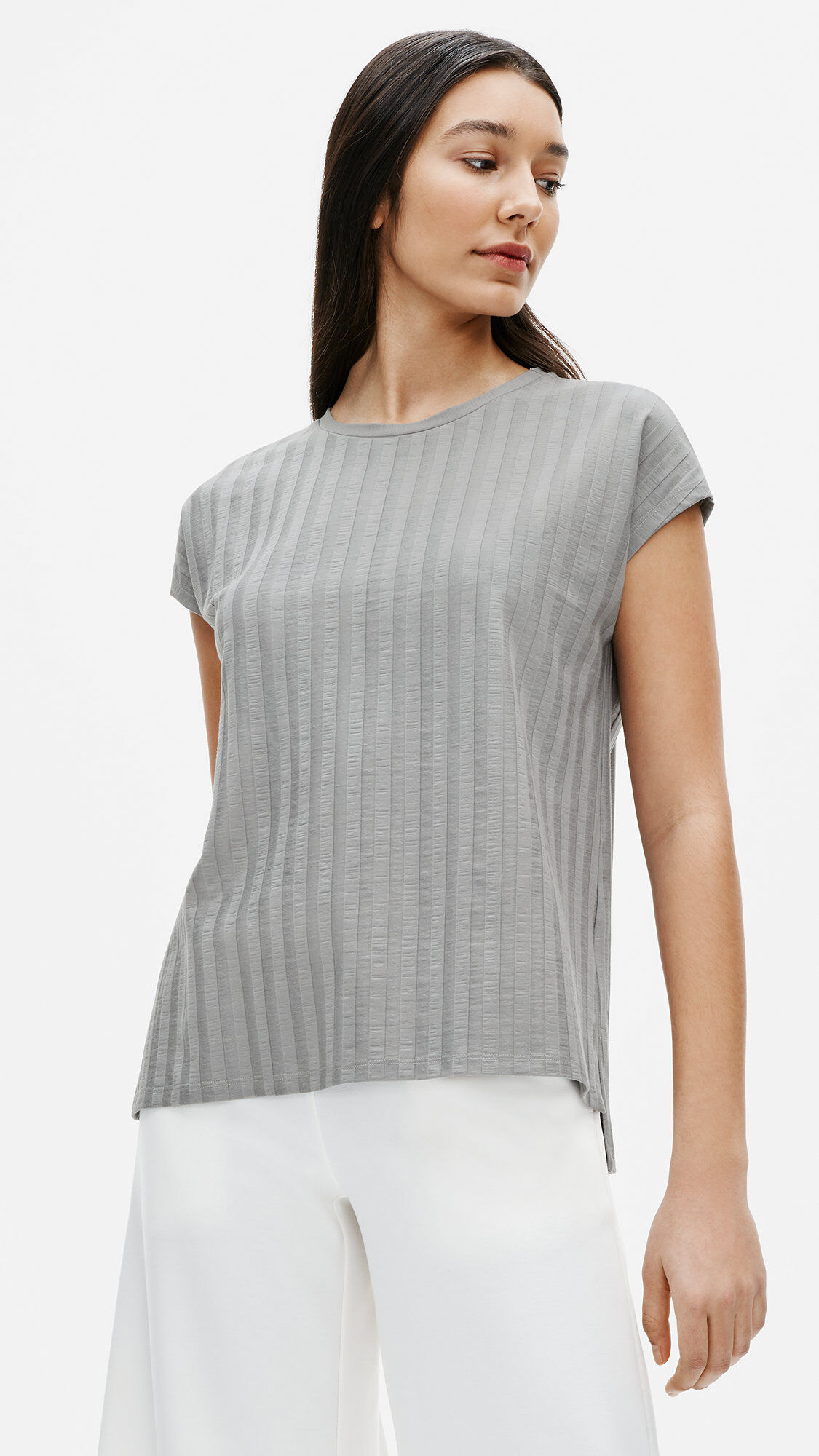 【コンビニ受取対応商品】 Wide Rib FISHER EILEEN | Top Neck Crew Stretch トップス