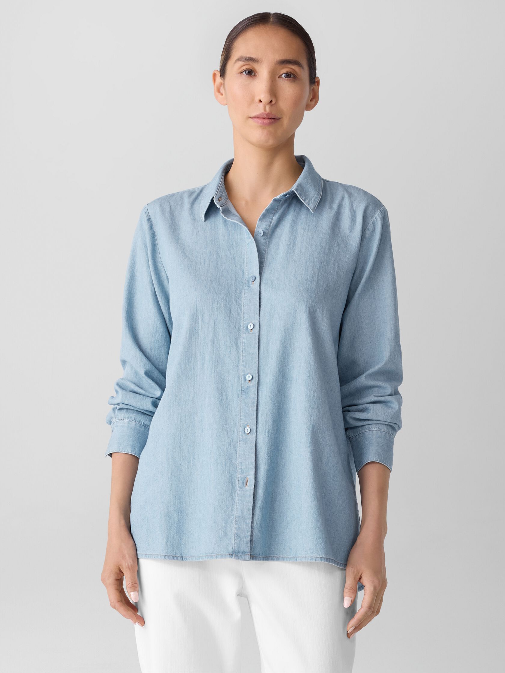 Airy Organic Cotton Twill Classic Collar Shirt