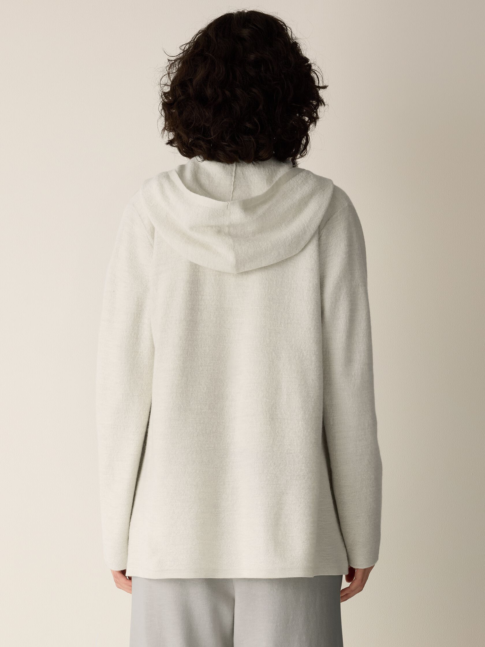 Fine Felted Wool Hooded Cardigan in Regenerative Wool