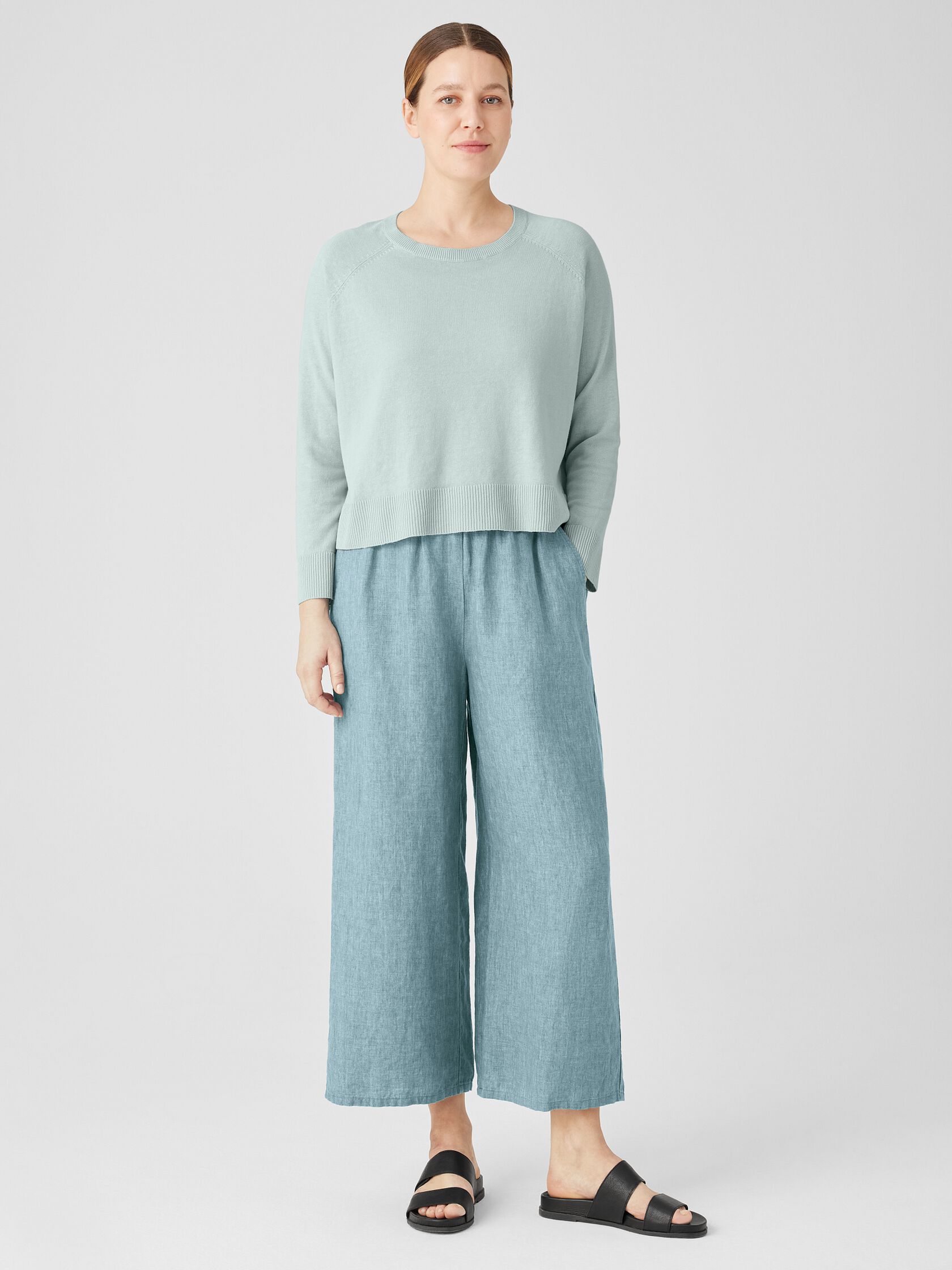 Washed Organic Linen Délavé Wide-Leg Pant