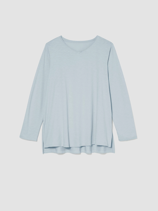 Organic Cotton Slub Jersey V-Neck Top