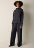 Waffle Cotton Blend Doubleknit Funnel Neck Box-Top